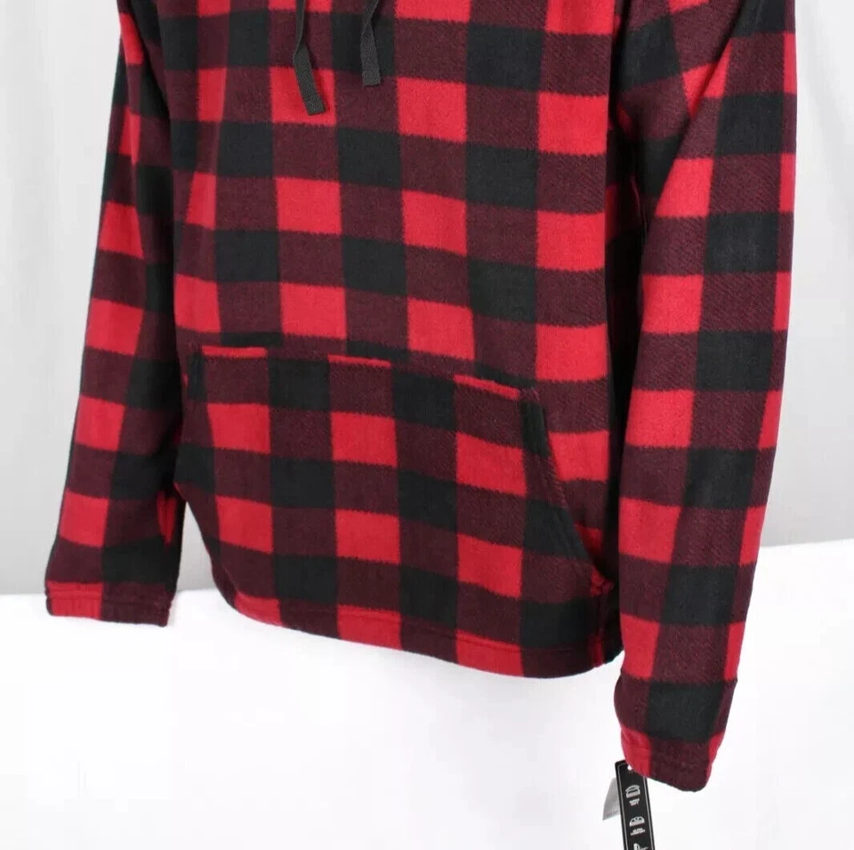 Sudadera con Capucha Burnside Para Hombre Polar Polar Polar XL Resistente al Viento Buffalo Check Red Negra B3500 Foto 3 de 4