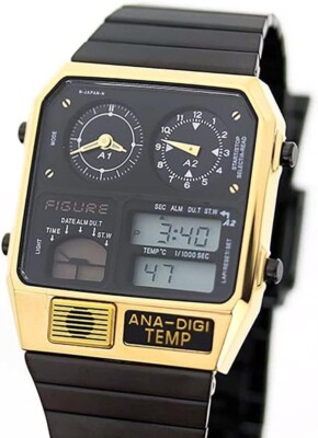 CITIZEN FIGURE ANA DIGI TEMP WATCH black gold Japan TICTAC