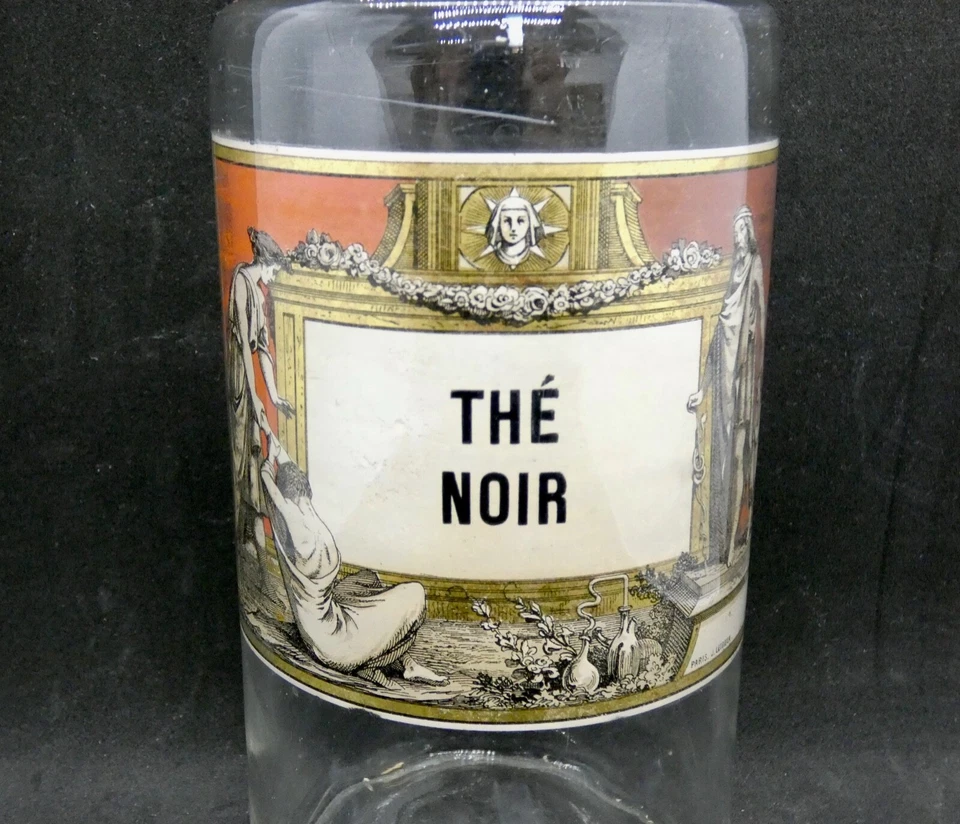 Ancien FLACON pharmacie APOTHICAIRE  pour collection ou déco "THE NOIR" - Photo 3/4