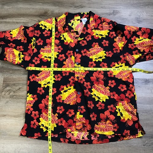 Hawaiian Tropic Size XL Shirt Sun Logo Floral Print Aloha Black Red Brand Logo - Picture 7 of 7