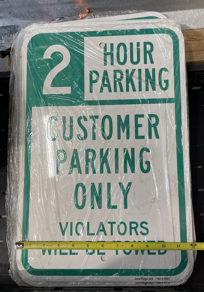 2 Hour Parking - Customer Parking Only Violator Heavy Gauge Metal Parking Sign - Image 4 of 4