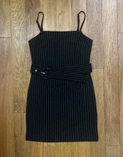 Black Bodycon Mini Dress With Stripes And A Belt Women’s Small