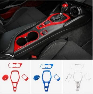 4pcs Gear Shift Knob Cover Cup Holder Frame Trim for Chevrolet Camaro 2017-2023