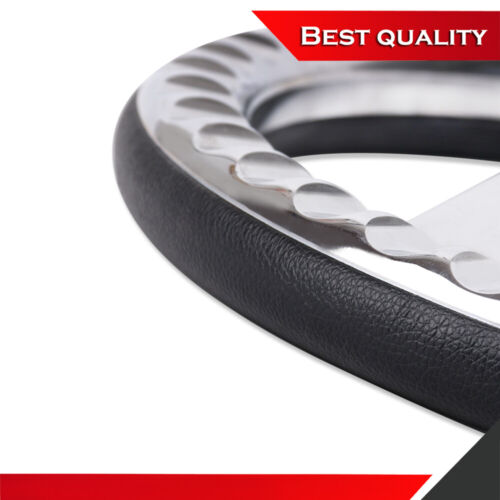 9 Bolt 14" Chrome Billet Aluminum Steering Wheel Cruisin w/ Half Wrap Leather - Bild 5 von 5
