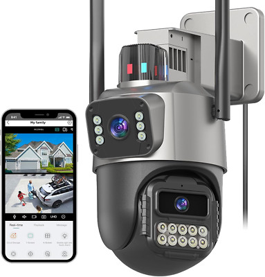 Überwachungskamera Außen, 6MP Dual Lens CCTV Kamera, IP66 Wasserdicht Außen IP Ca