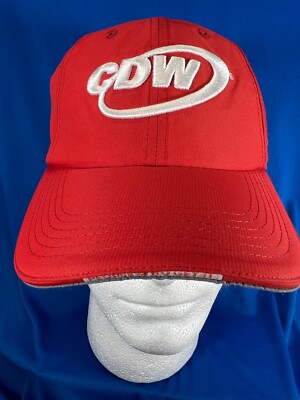 NWT orange poly CDW (Computer Discount Warehouse) cap, white embrdry, hook/loop
