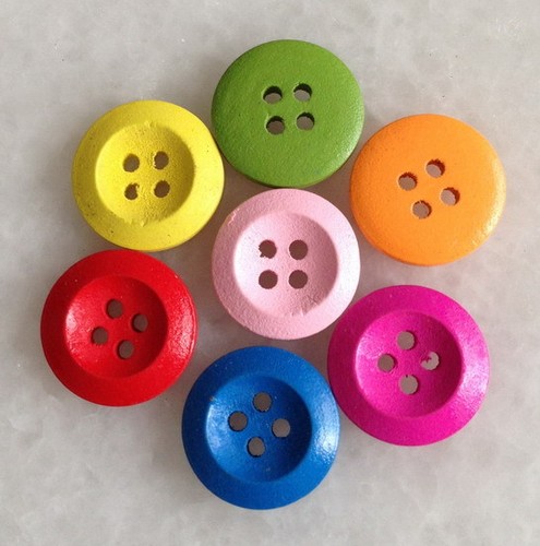 100Pcs Mixed Color Round shape Wood 4 Holes Sewing Buttons Scrapbooking Znk208 - Picture 4 of 6
