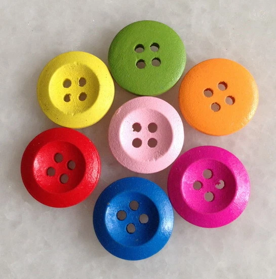 100Pcs Mixed Color Round shape Wood 4 Holes Sewing Buttons Scrapbooking Znk208 - Image 4 of 4