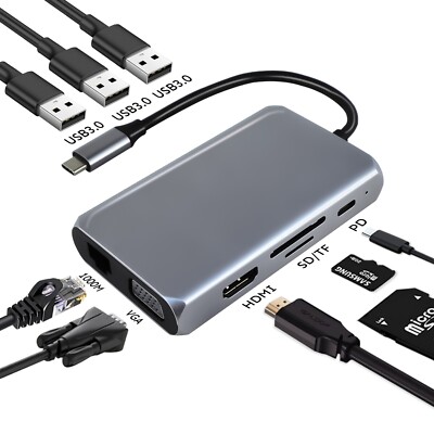 Hub Dockingstation 9 in 1 USB C Multiport Adapter mit 4K HDMI USB 3.0