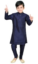 Boys Raw Silk Kurta Matching Straight Pyjama Pant Salwar Kameez 983
