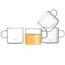 5oz Modern Glass Teacupsset Of 4 150ml Clear Glass Tea Cup With Handle For Tea