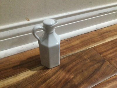 Xcell Vintage Pottery China White Ceramic Oil - Vinegar Cruet 5'' Pourer wStopper