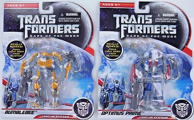 Set 2 Transformers Optimus Prime Bumblebee Dark Moon LIGHT-UP Keychains Keyrings