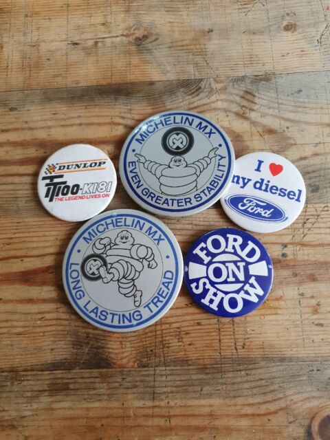 Vintage Pin Badges Michelin Ford And Dunlop