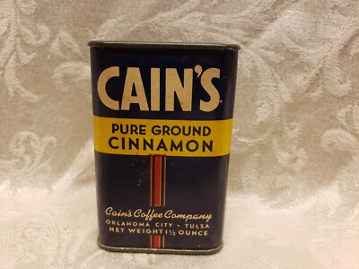 Vintage Spice Tin - Cain's Pure Ground Cinnamon - 1.5oz. Country Store Decor