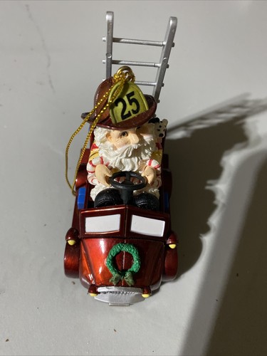 Fireman Santa in in Fire Truck Car. Ornament - Picture 2 of 3