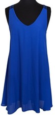 Dainty Hooligan Sleeveless Sheer Mini Blue Dress Cross Strap Back Women's Size S
