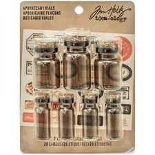 Advantus Idea-Ology Corked Glass Vials 7/Pkg-Apothecary Amber W/Vintage Labels