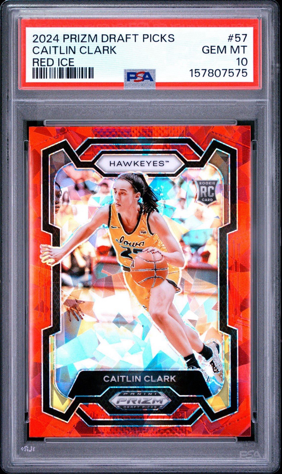 2024 PRIZM DRAFT PICKS #57 CAITLIN CLARK RED ICE PSA 10 view 1