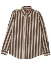 Murphy & Nye Mens Sailmakers Slim Fit Shirt Large Brown Striped Cotton BV03