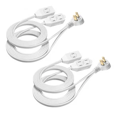 DEWENWILS 12Feet Twin Extension Cord Indoor,6 Polarized Outlet,ETL Listed,2 Pack