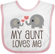 Inktastic My Aunt Loves Me Baby Bib Childs Cute Elephant Kids Cartoon Clothing