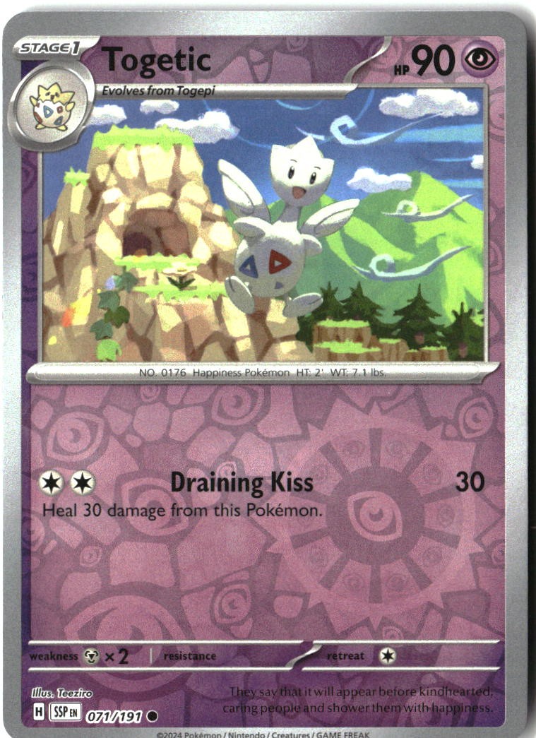 Pokemon Togetic REVERSE HOLO Common SV08: Surging Sparks 071/191 NM