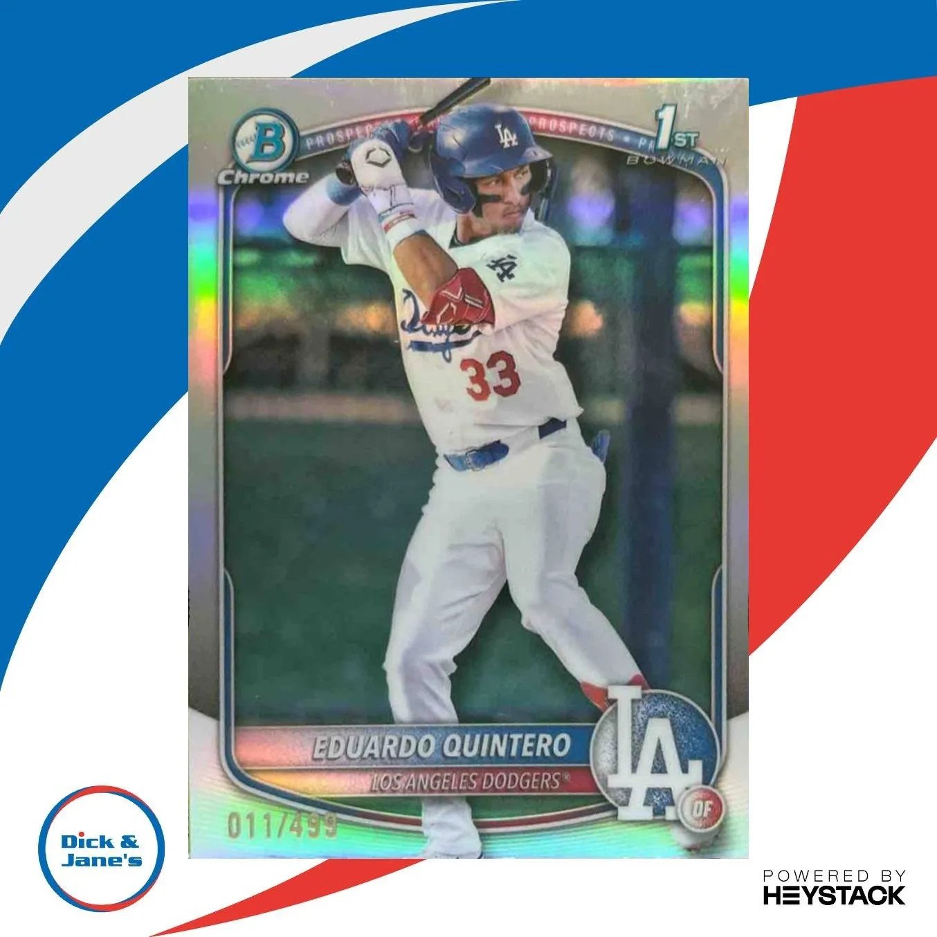 2025 Bowman Eduardo Quintero Chrome Refractor /499 #BCP-115 1st Prospect Dodgers