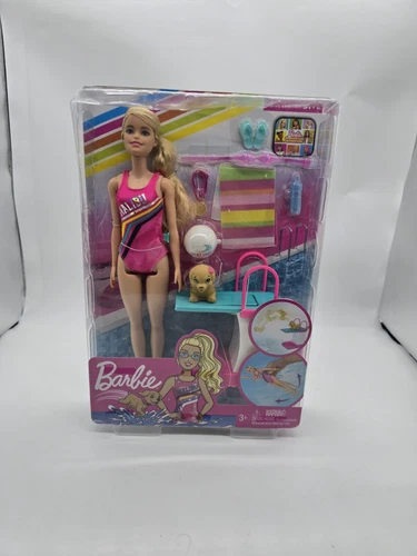 Blonde Swim N Dive Malibu Barbie Doll and Dog Playset Dreamhouse Adventures - Picture 1 of 4