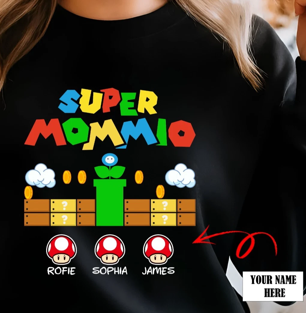 Personalised Kids Name Super Mommio Jumper - Custom Family Name Mothers Day Top