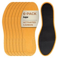  Leather Carbon Set 6 Pair Pack Leather Shoe Insoles for Men and Women with ...
