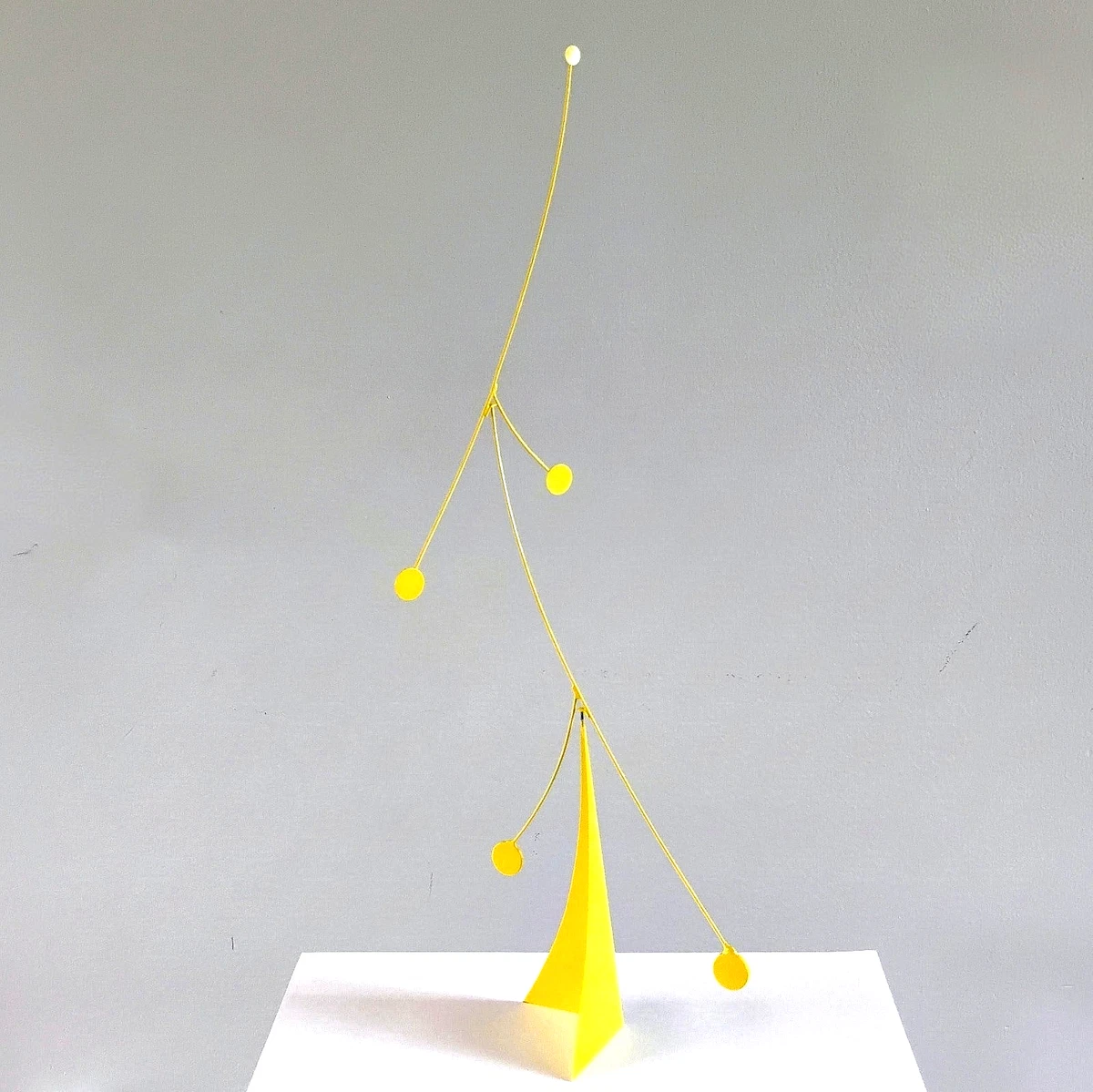 26 x 13 Yellow Kinetic Tabletop Standing Mobile Stabile Sculpture