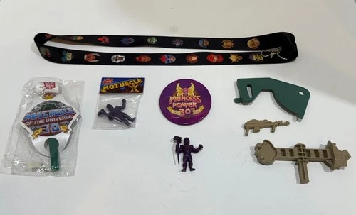 MOTU He-Man Lot: SDCC swag, and 1982 Vintage Castle Grayskull Parts