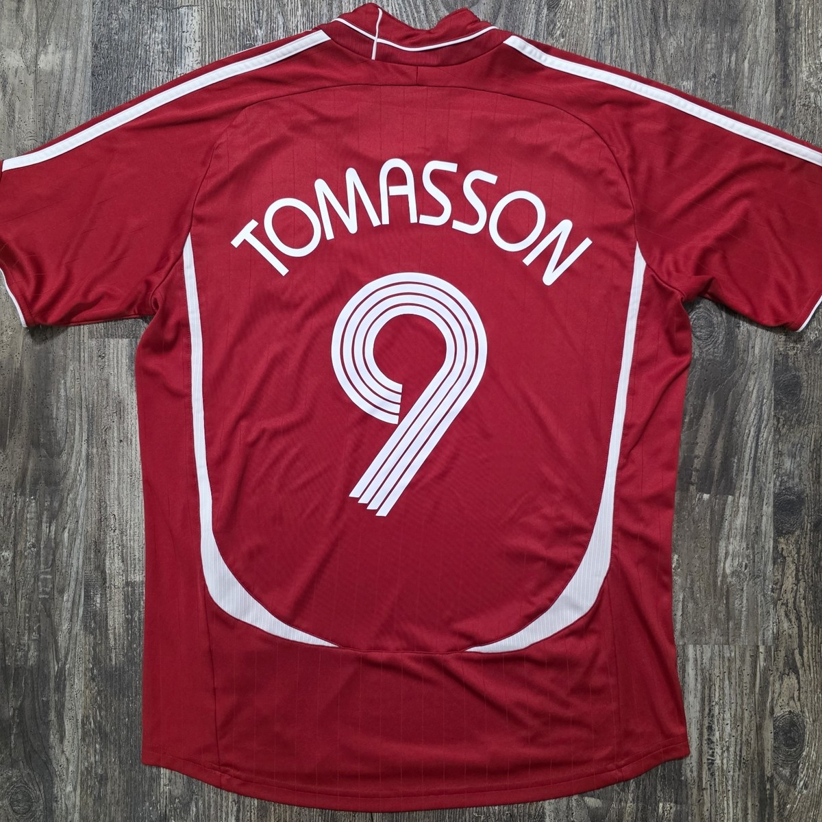2006 Adidas Denmark Home Soccer Jersey Jon Dahl Tomasson Men M