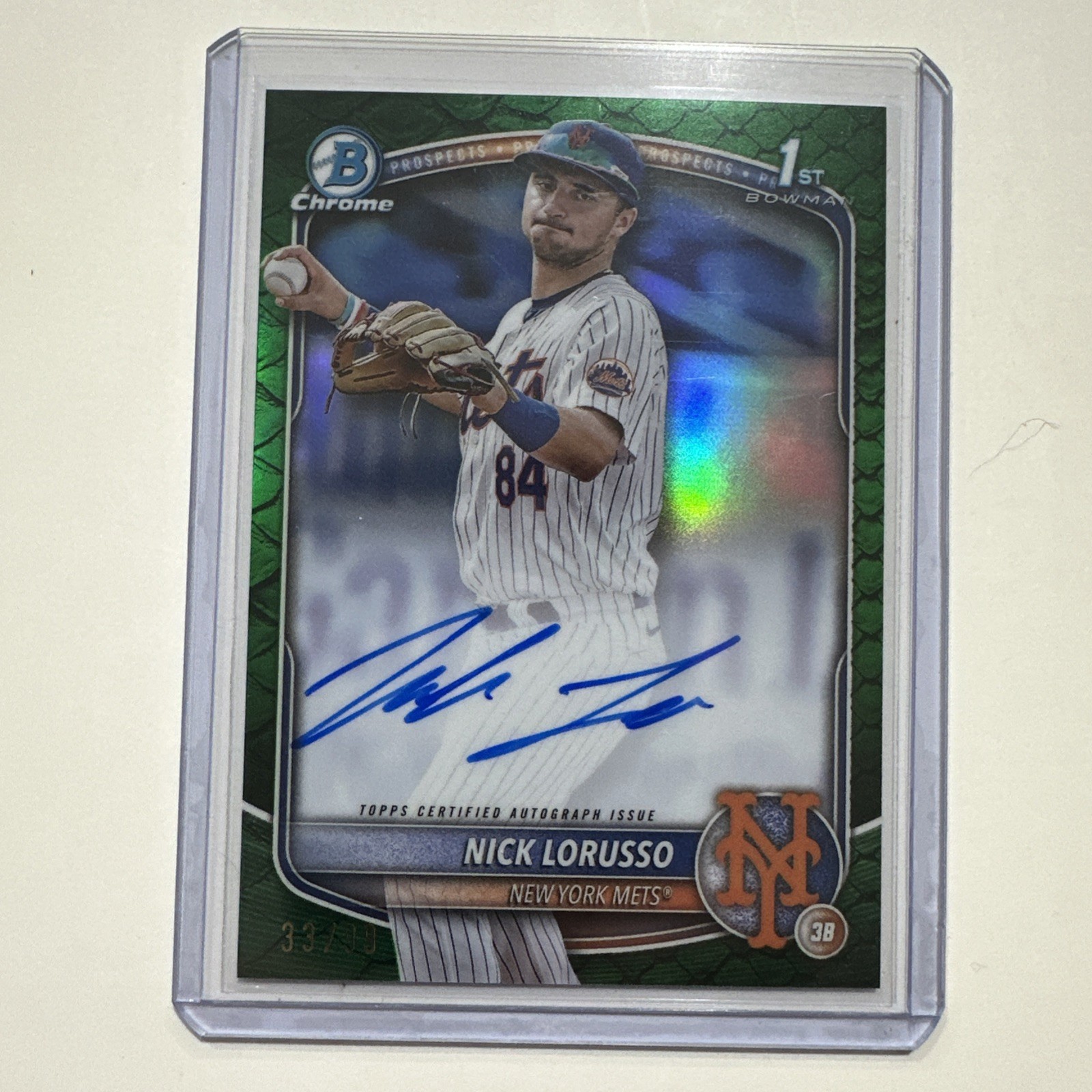 2025 Bowman Chrome Nick Lorusso 1st Chrome Auto Mets Green Reptilian /99 auto