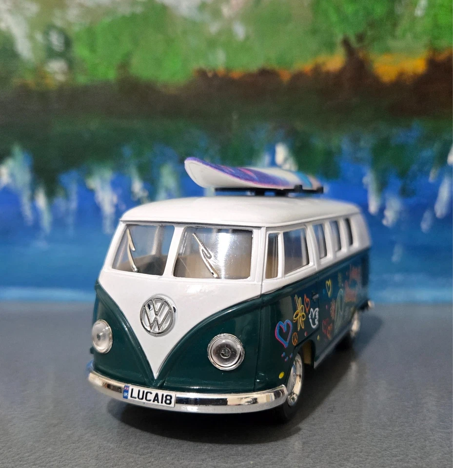 Tu Nombre Placa Camper Furgoneta Surfista Autobús 1 :3 2 Escala Coche Juguete - Imagen 2 de 4
