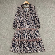 Loobies Story Womens Dress Size 10 Multicolour Long Sleeve Midi Viscose 9302