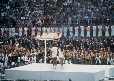 Sandra Andersen Stephan Prefontaine ignite opening ceremony Olympic- Old Photo