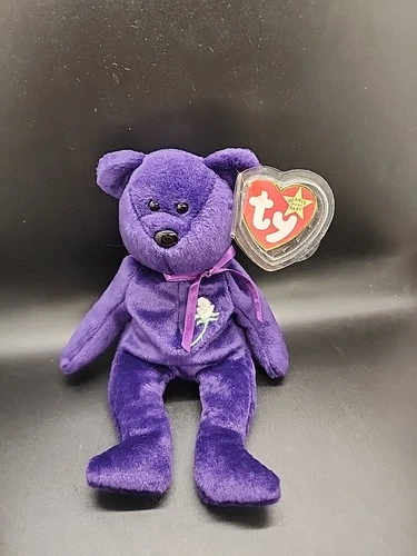 1997 Princess Diana Ty Original Beanie Baby Bear Purple, Vintage, Rare w/ Tags