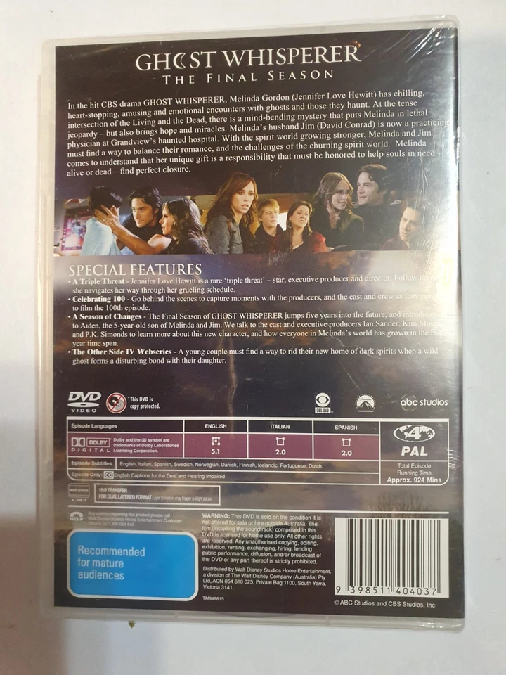 GHOST WHISPERER - SEASON 5 (FINAL) - DVD 6 DISCS - R4 - NEW/SEALED - FREE POST - image 2 of 2