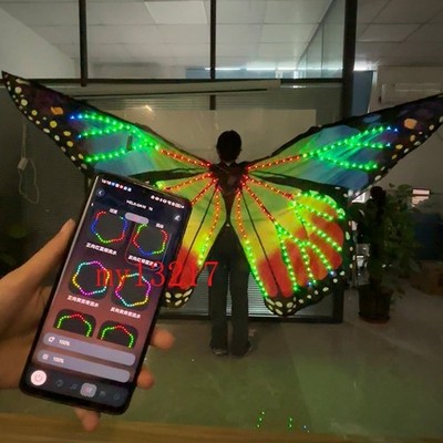 Remote Control Glowing LED Light-Up Rainbow Butterfly Wings Cosplay Party Gift