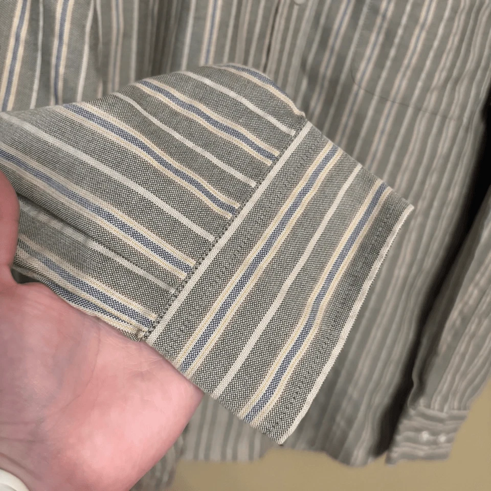 St John’s Bay Worry Free Oxford Cotton Stripe Button Down Casual Shirt Medium - Image 2 of 4