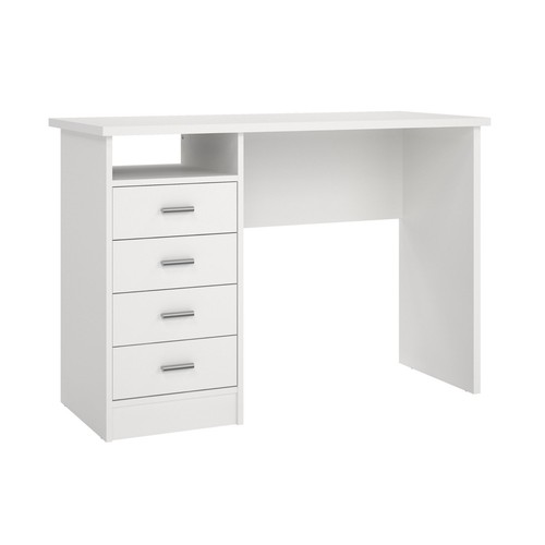 4-Drawer Desk, Modern White Office Writing Desk with Storage, Compact and Fun...