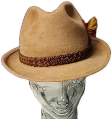 美品 Stetson the Sovereign Fedora フェルトハット STETSON The Sovereign Fedora Hat Men Size 7 Bowler Derby Wool Felt