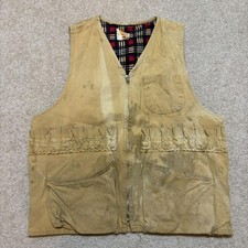 Vtg Saf-T-Bak Hunting Vest Mens Large Brown Duck Canvas Game Pocket 50s 60s