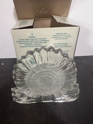 Partylite Sunflower Glass Tealight Holder P0421 w/ Box Vintage