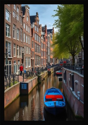 Intime Amsterdam Kanäle gerahmtes Wandbild Poster Leinwanddruck Bild