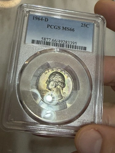 1964 D 25C Washington Quarter PCGS MS66 Pastel Rainbow Toned