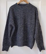 Vtg Pendleton Wool Sweater Blue Marled Cable Knit 1970s-80s L USA Made Classic