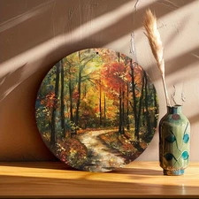 787x787inch Aluminum Round Wall Art Autumn Forest Landscape